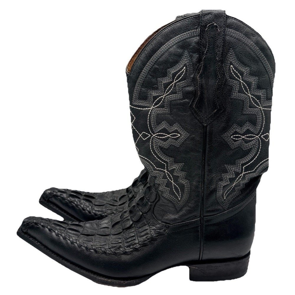 El General Boots‎ Sz 9 Black Caiman Crocodile Leather Western Handmade Mexico